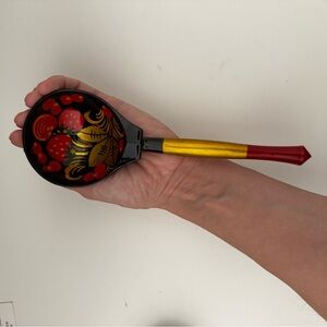 Wooden  Khokhloma Black and Red Spoon